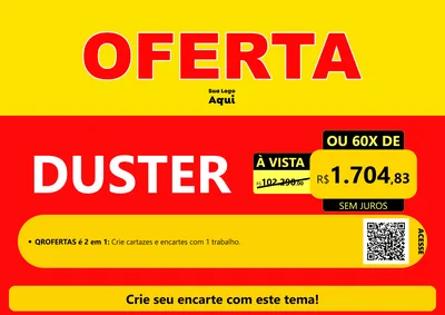 Modelo de Cartaz para Cartaz A4 Horizontal com o tema OFERTA - Vermelho Cartaz para Concessionaria de Carros