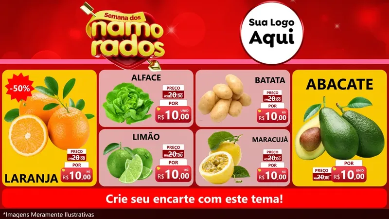 Modelo de TV para TV Horizontal com o tema Semana dos namorados para Hortifrúti