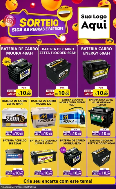 Modelo de Encarte para Encarte Grande com o tema Sorteio para Baterias Elétricas