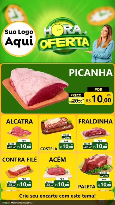 Modelo de Rede Social para Stories com o tema Hora da Oferta para Açougue