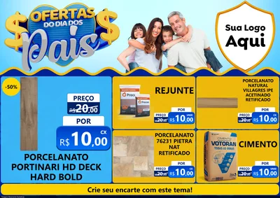 Modelo de Encarte para Encarte A4 Horizontal com o tema Ofertas do Dia dos Pais para Pisos e revestimentos