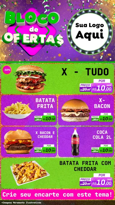 Modelo de TV para TV Vertical com o tema Bloco de Ofertas para Hamburgueria