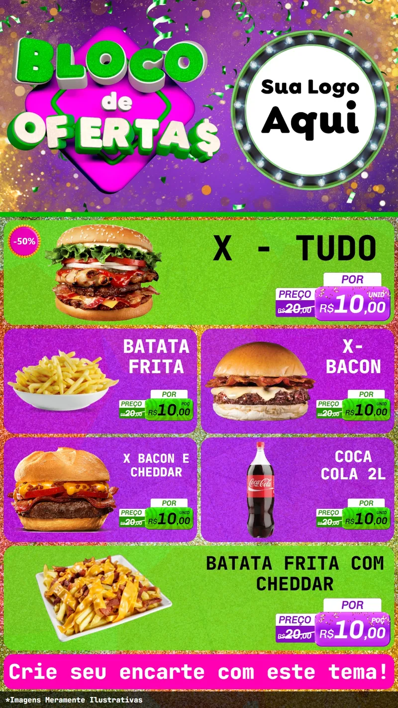 Modelo de TV para TV Vertical com o tema Bloco de Ofertas para Hamburgueria