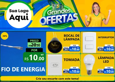 Modelo de Encarte para Encarte A4 Horizontal com o tema Grandes Ofertas para Materiais Elétricos
