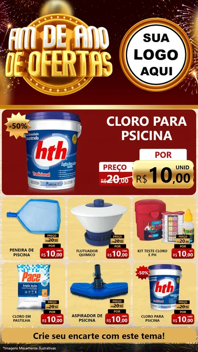 Modelo de Rede Social para Stories com o tema Fim de Ano de Ofertas para Produtos para Piscina