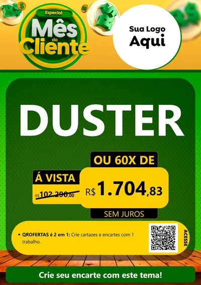 Modelo de Cartaz para Cartaz A4 Vertical com o tema Especial Mês do Cliente para Concessionaria de Carros