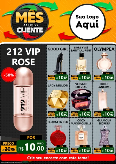 Modelo de Encarte para Encarte A4 Vertical com o tema Mês do Cliente para Perfumes