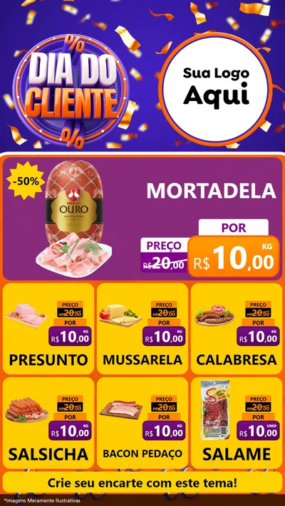 Modelo de Rede Social para Stories com o tema Dia do Cliente para Frios e Laticínios