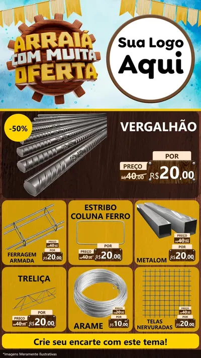 Modelo de Rede Social para Stories com o tema Ofertas de São João - Junina para Ferragens