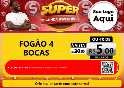 Modelo de Cartaz para Cartaz A4 Horizontal com o tema Super Segunda Imperdível para Móveis e Eletro