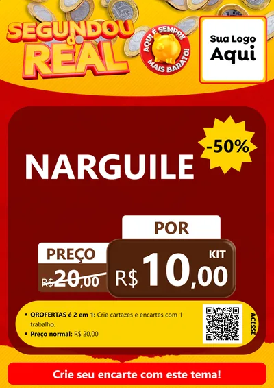 Modelo de Cartaz para Cartaz A4 Vertical com o tema Segundou do Real para Tabacaria