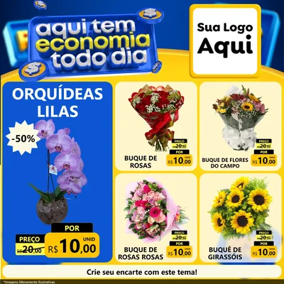 Modelo de Rede Social para Feed Facebook com o tema Aqui Tem Economia Todo Dia para Floricultura e jardim