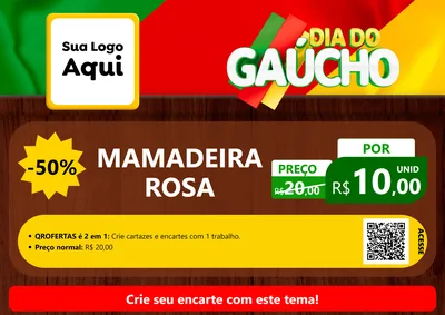 Modelo de Cartaz para Cartaz A4 Horizontal com o tema Dia do Gaúcho para Bebês