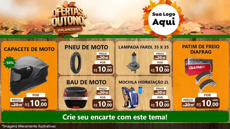 Modelo de TV para TV Horizontal com o tema Ofertas de Outono - Vem, Aproveite! para Moto peças