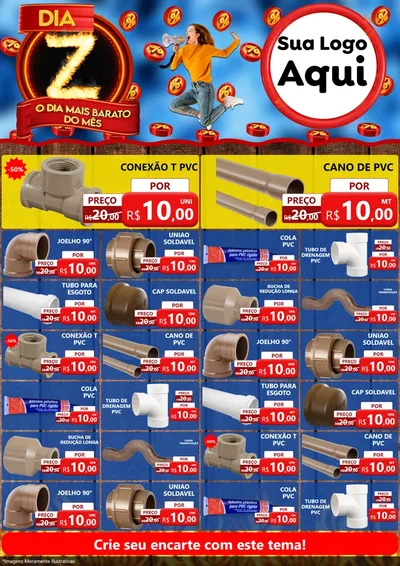 Modelo de Encarte para Encarte A4 Vertical com o tema Dia Z - O Dia Mais Barato Do Mês para Tubos e conexões