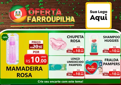 Modelo de Encarte para Encarte A4 Horizontal com o tema Oferta Farroupilha para Bebês