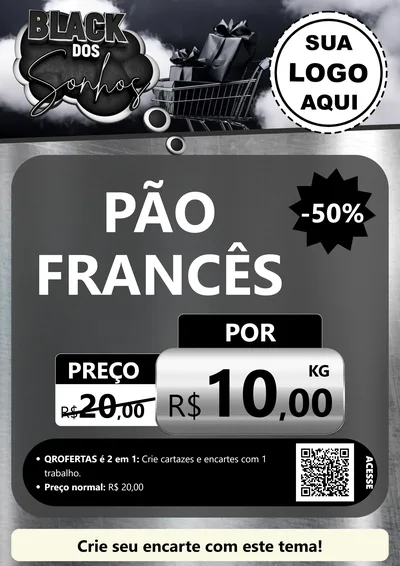 Modelo de Cartaz para Cartaz A4 Vertical com o tema Black dos Sonhos para Padaria