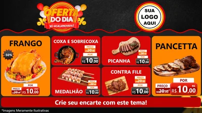 Modelo de TV para TV Horizontal com o tema Oferta do Dia - Só hoje, Aproveite! para Assados