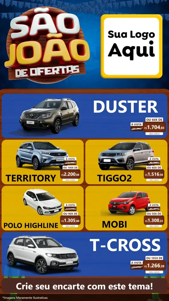 Modelo de TV para TV Vertical com o tema São João Ofertas Imbatíveis! - Junina para Concessionaria de Carros