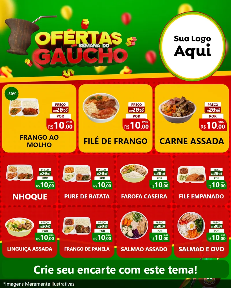Modelo de Rede Social para Feed Instagram com o tema Ofertas Semana Do Gaúcho para Restaurante