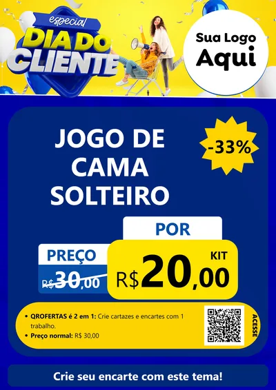 Modelo de Cartaz para Cartaz A4 Vertical com o tema Especial Dia do Cliente para Cama, Mesa e Banho