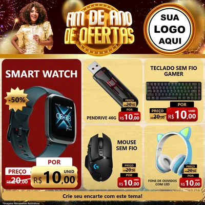 Modelo de Rede Social para Feed Facebook com o tema Fim de Ano de Ofertas para Informática