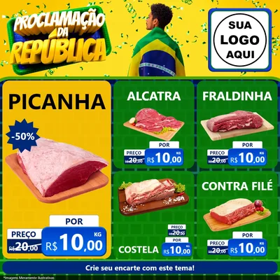 Modelo de Rede Social para Feed Facebook com o tema Proclamação da República para Açougue