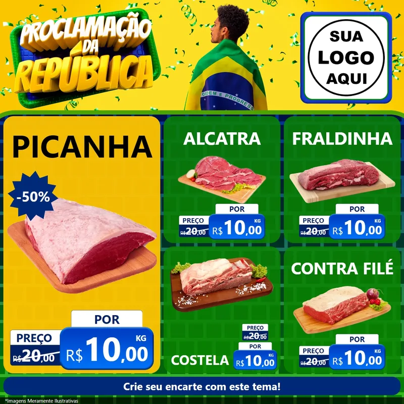 Modelo de Rede Social para Feed Facebook com o tema Proclamação da República para Açougue