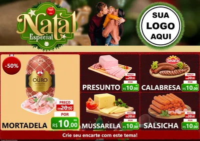 Modelo de Encarte para Encarte A4 Horizontal com o tema Natal Especial para Frios e Laticínios