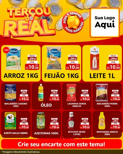Modelo de Rede Social para Feed Instagram com o tema Terçou do Real para Supermercado