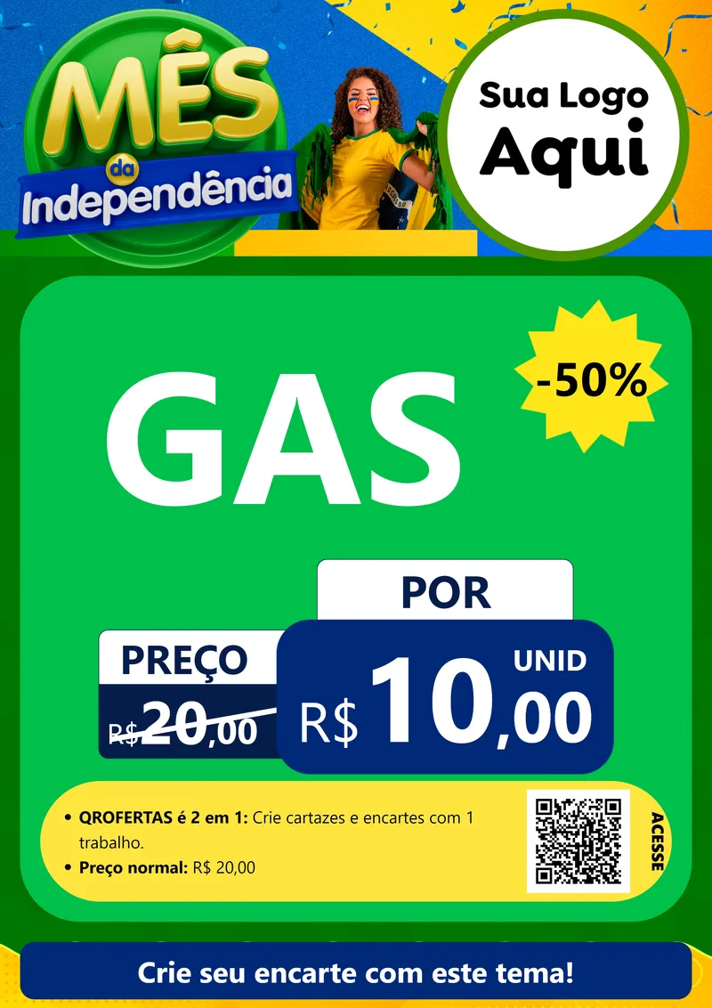 Modelo de Cartaz para Cartaz A4 Vertical com o tema Mês da Independência para Água e gás