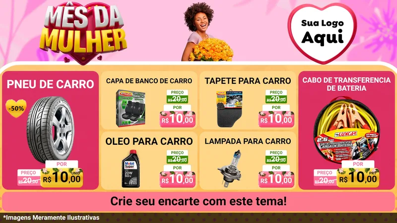 Modelo de TV para TV Horizontal com o tema Mês da Mulher para Auto peças