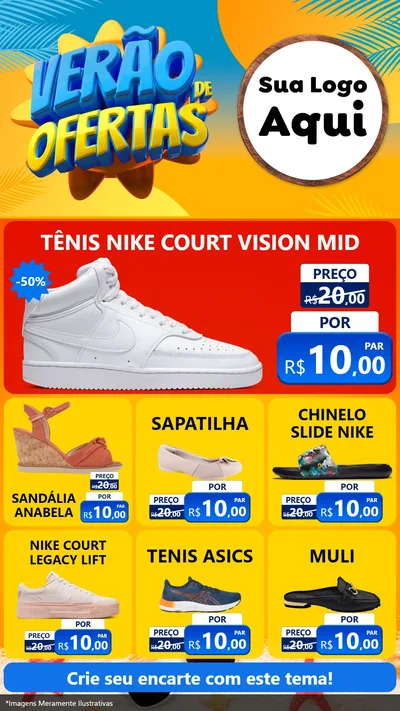 Modelo de Rede Social para Stories com o tema Verão de Ofertas para Calçados