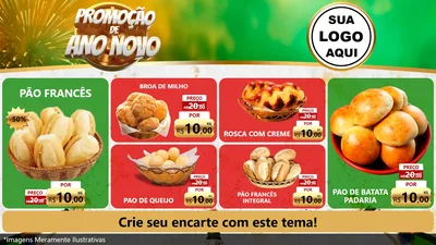Modelo de TV para TV Horizontal com o tema Promoção de Ano Novo para Padaria