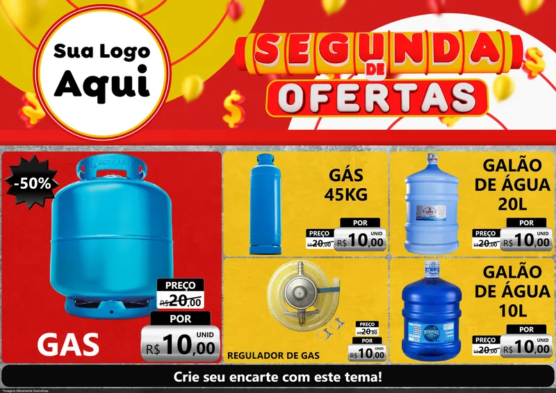 Modelo de Encarte para Encarte A4 Horizontal com o tema Segunda de Ofertas para Água e gás