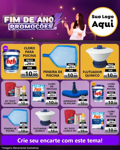 Modelo de Rede Social para Feed Instagram com o tema Fim de Ano Promoções para Produtos para Piscina
