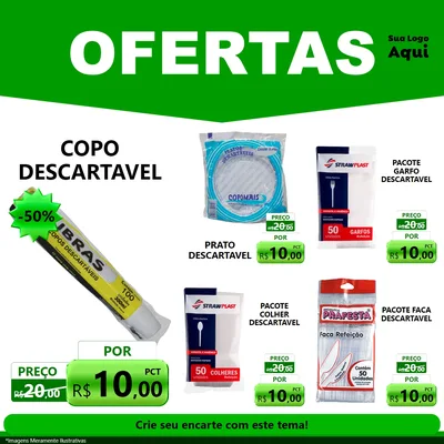 Modelo de Rede Social para Feed Facebook com o tema Ofertas Verde Cartaz para Embalagens