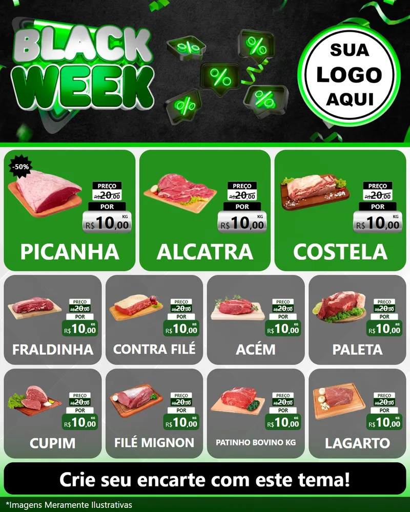 Modelo de Rede Social para Feed Instagram com o tema Black Week para Açougue