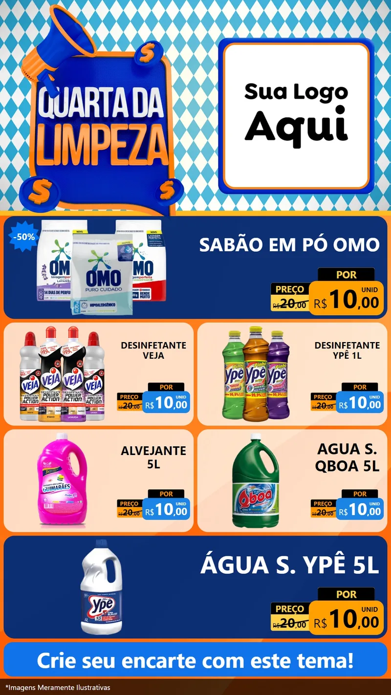 Modelo de TV para TV Vertical com o tema Quarta da Limpeza para Produtos de Limpeza