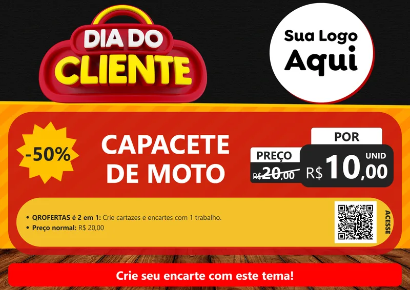 Modelo de Cartaz para Cartaz A4 Horizontal com o tema Dia do Cliente para Moto peças