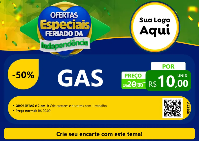 Modelo de Cartaz para Cartaz A4 Horizontal com o tema Ofertas Especiais Feriado da Independência para Água e gás