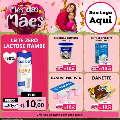 Modelo de Rede Social para Feed Facebook com o tema Mês das Mães para Frios e Laticínios