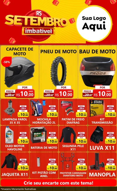 Modelo de Encarte para Encarte Grande com o tema Setembro Imbatível para Moto peças