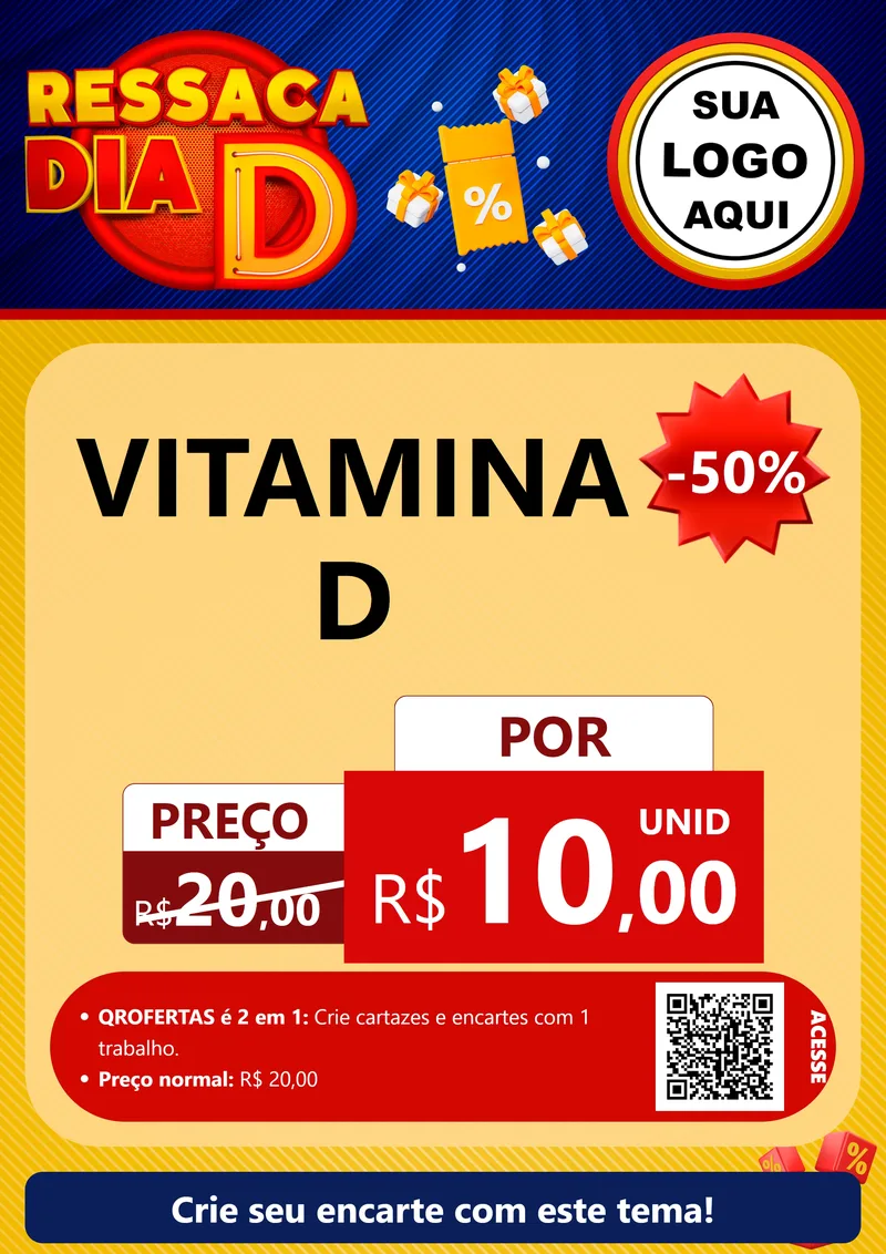 Modelo de Cartaz para Cartaz A4 Vertical com o tema Ressaca Dia D para Farmácia