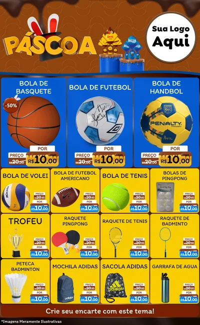 Modelo de Encarte para Encarte Grande com o tema Páscoa para Artigos Esportivos