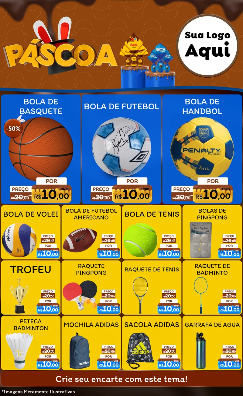 Modelo de Encarte para Encarte Grande com o tema Páscoa para Artigos Esportivos