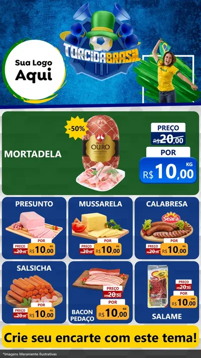 Modelo de Rede Social para Stories com o tema Torcida Brasil - Copa para Frios e Laticínios