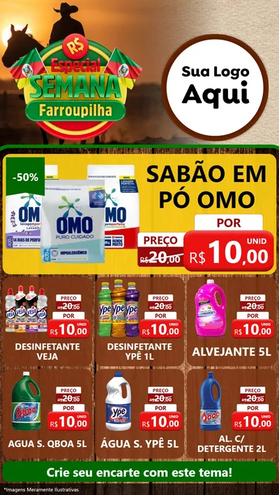 Modelo de Rede Social para Stories com o tema Especial Semana Farroupilha para Produtos de Limpeza