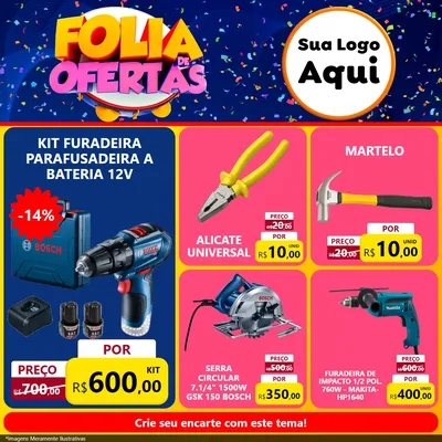 Modelo de Rede Social para Feed Facebook com o tema Folia de Ofertas para Maquinas e Ferramentas