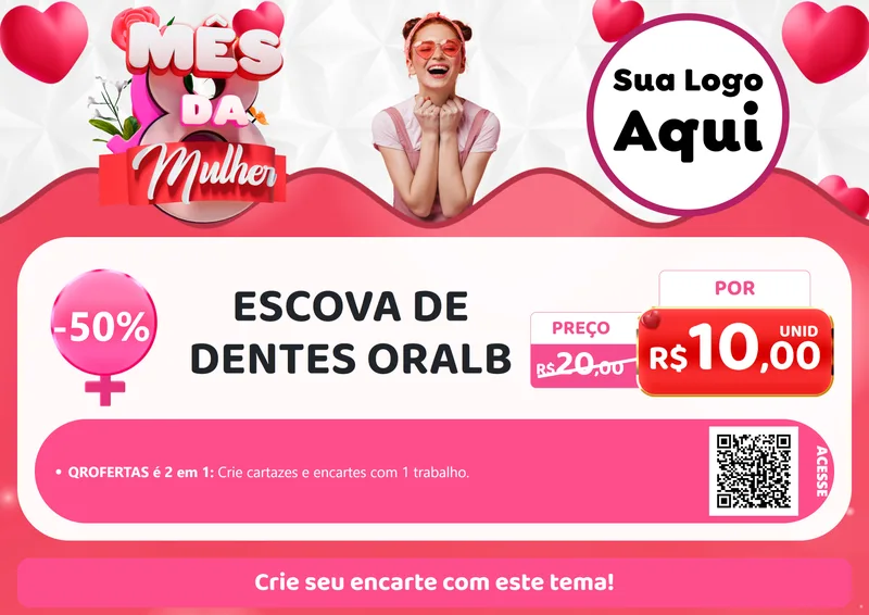 Modelo de Cartaz para Cartaz A4 Horizontal com o tema Mês da Mulher para Higiene Pessoal
